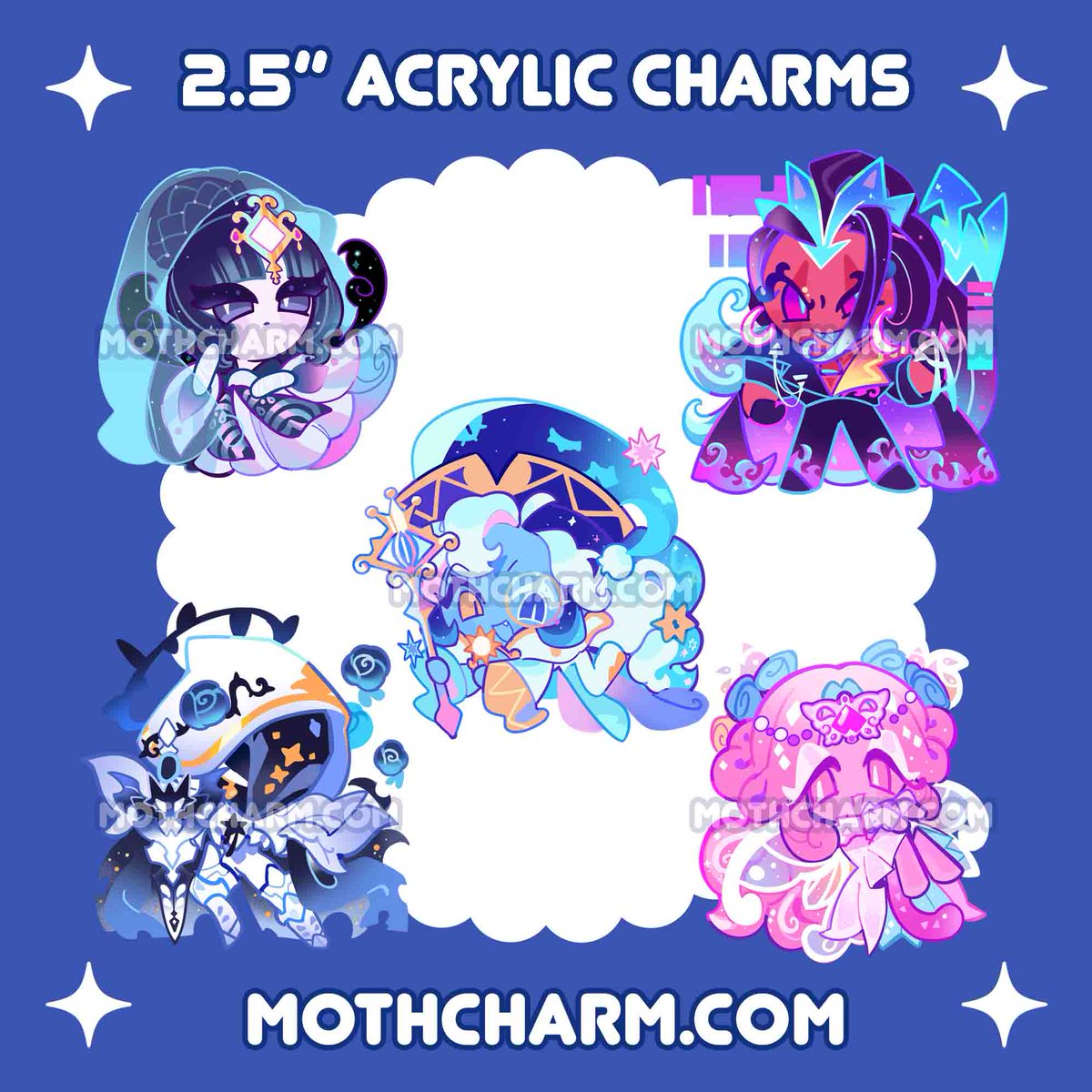 mothpupa's tweet photo. I'm sorry there's not much fanfare, but I'm reopening my shop TOMORROW july 5th! a lot of cookie run charms will be back for preorder! https://t.co/9ZxBa6k18E