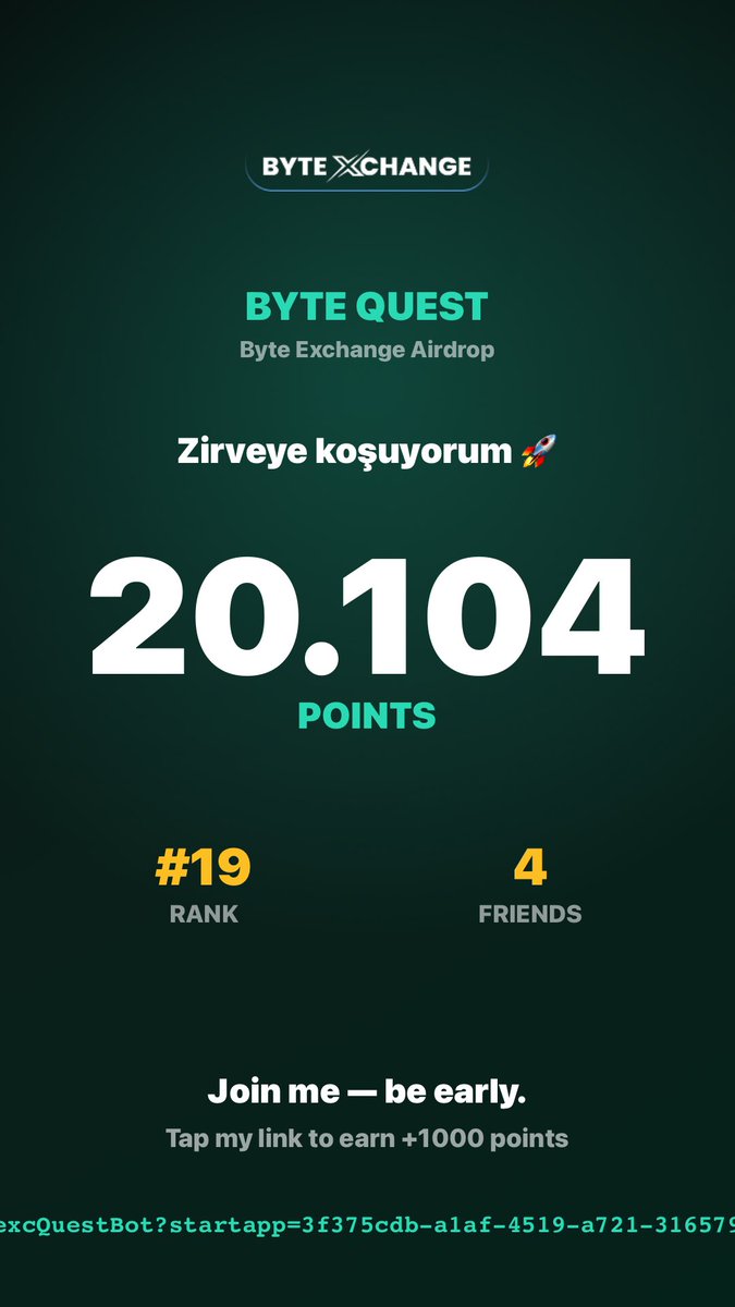 DERCANKETENCI's tweet photo. 🏆 Byte Quest'te 200.000 BEXC büyük ödülü için yarışıyorum — sıra 19, 20.104 puan! Katılım ücretsiz, ikimiz de bonus puan kazanıyoruz 👇 https://t.co/k8KkwaTHIc https://t.co/C3WWGxpokK