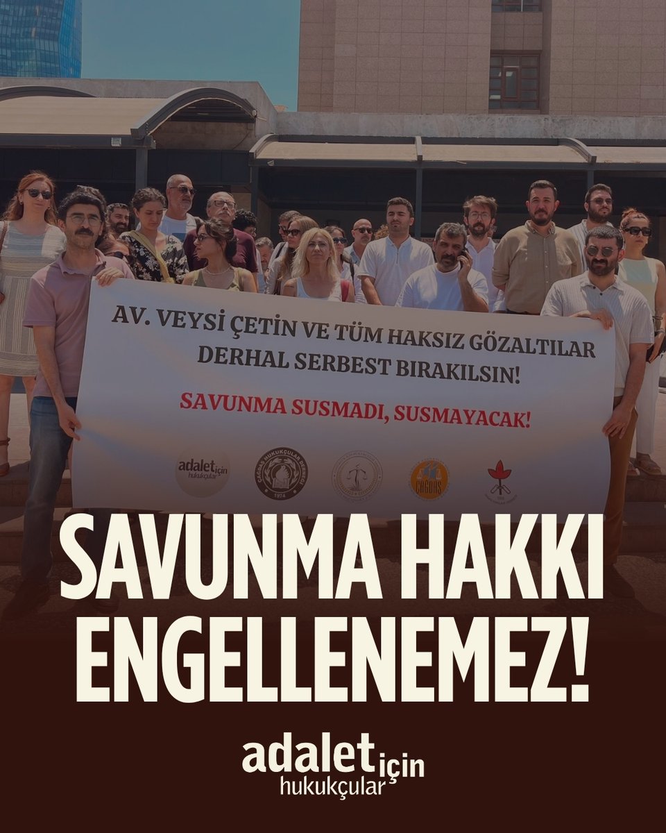 adaletsosyalizm's tweet photo. Savunma Hakkı Engellenemez!
ÇHD İzmir Şube Sekreteri Avukat Veysi Çetin'in de aralarında bulunduğu kişilerin Çanakkale'de gözaltına alınması; gözaltında yaşanan işkence ve kötü muamele, seçilmiş avukatlarla görüştürmeme ve savunma hakkını engelleyen uygulamalar kabul edilemez. https://t.co/nOwb5sUkuM