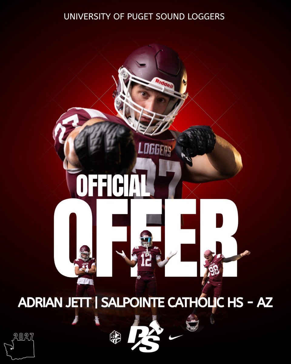 adrian_jett_'s tweet photo. After a great conversation with Coach Schmidt @LOGGER_LBCOACH I'm Blessed to receive an official offer from Puget Sound🪓.
#AGTG
@P_S_football @jeffthomas4 
@GametimeRC @CodyTCameron @JUSTCHILLY @gridironarizona @SCLancerNation @GregBiggins @BrandonHuffman https://t.co/PsBsMT46Kf