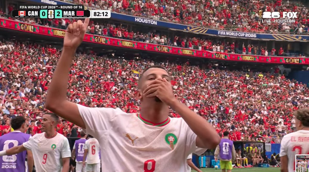 Muslim's tweet photo. Azzedine Ounahi SCORES second goal for Morocco!! 🇲🇦
☝🏽 https://t.co/Ut88McAngn