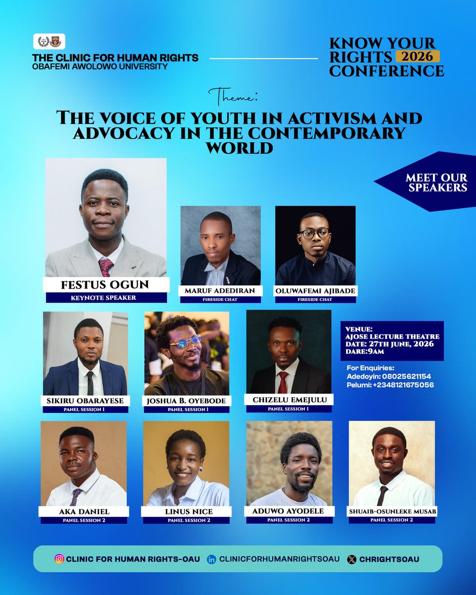 intellig_entsia's tweet photo. Last Saturday, I had the honour of moderating Panel Session II at the maiden edition of the @chrightsoau' s Know Your Rights Conference 2026.

On the theme, "Activism and Advocacy within University Communities," I steered a thought-provoking conversation, asking salient questions https://t.co/ivrSu0R2QU