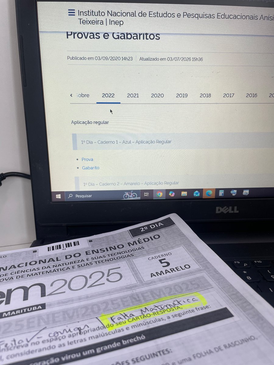 beatrizsen7726's tweet photo. fui corrigir a prova do ano passado aplicada em belém, e só tem as provas de 2022 pra lá no site…. alô @LulaOficial cadê as provas?? quero corrigir aqui https://t.co/FFj6cROuwt