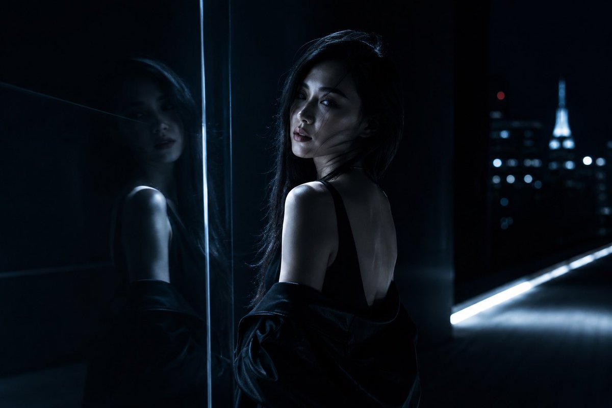 Moody Night Balcony Fashion Portrait