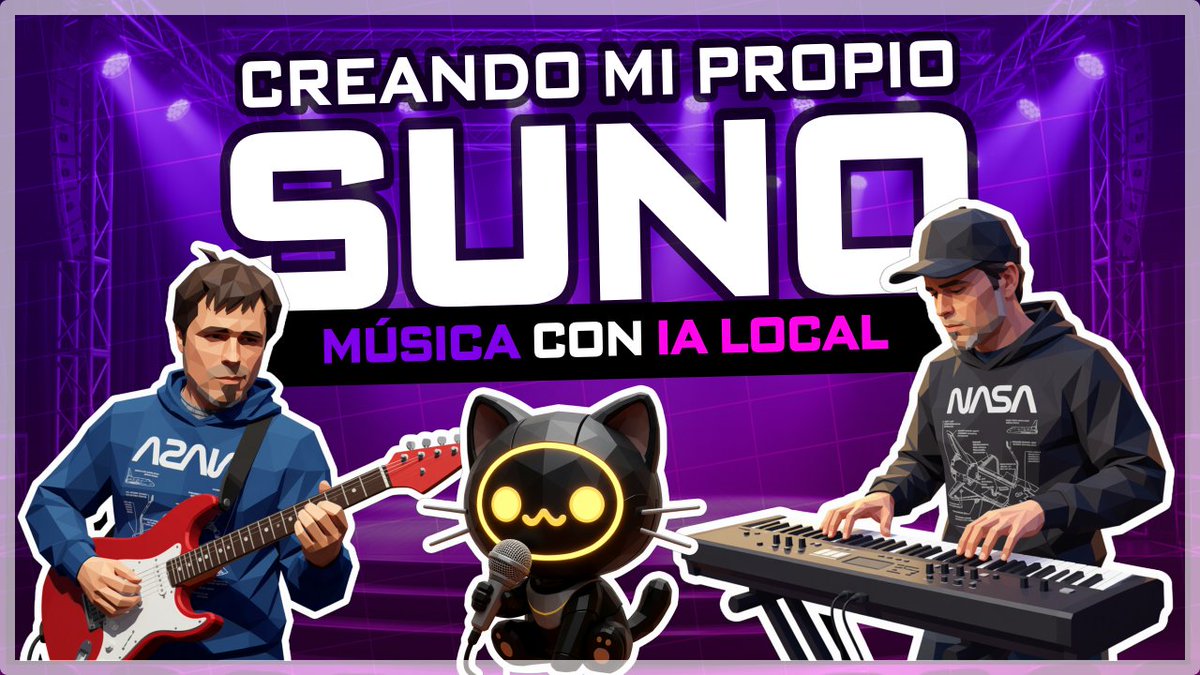 Manz's tweet photo. 🔥 ¡Nuevo video! 🔥

🚀 Estoy creando mi propio Suno... ¡con IA local!

✅ Generar música a partir de un «código fuente»
✅ Posibilidad de corregir la letra para hacer cambios
✅ Reemplazar la voz y hacer versión instrumental
✅ ¡Y todo ello en local! Gratis y sin suscripciones

⬇ Te lo explico en el video con algunos ejemplos