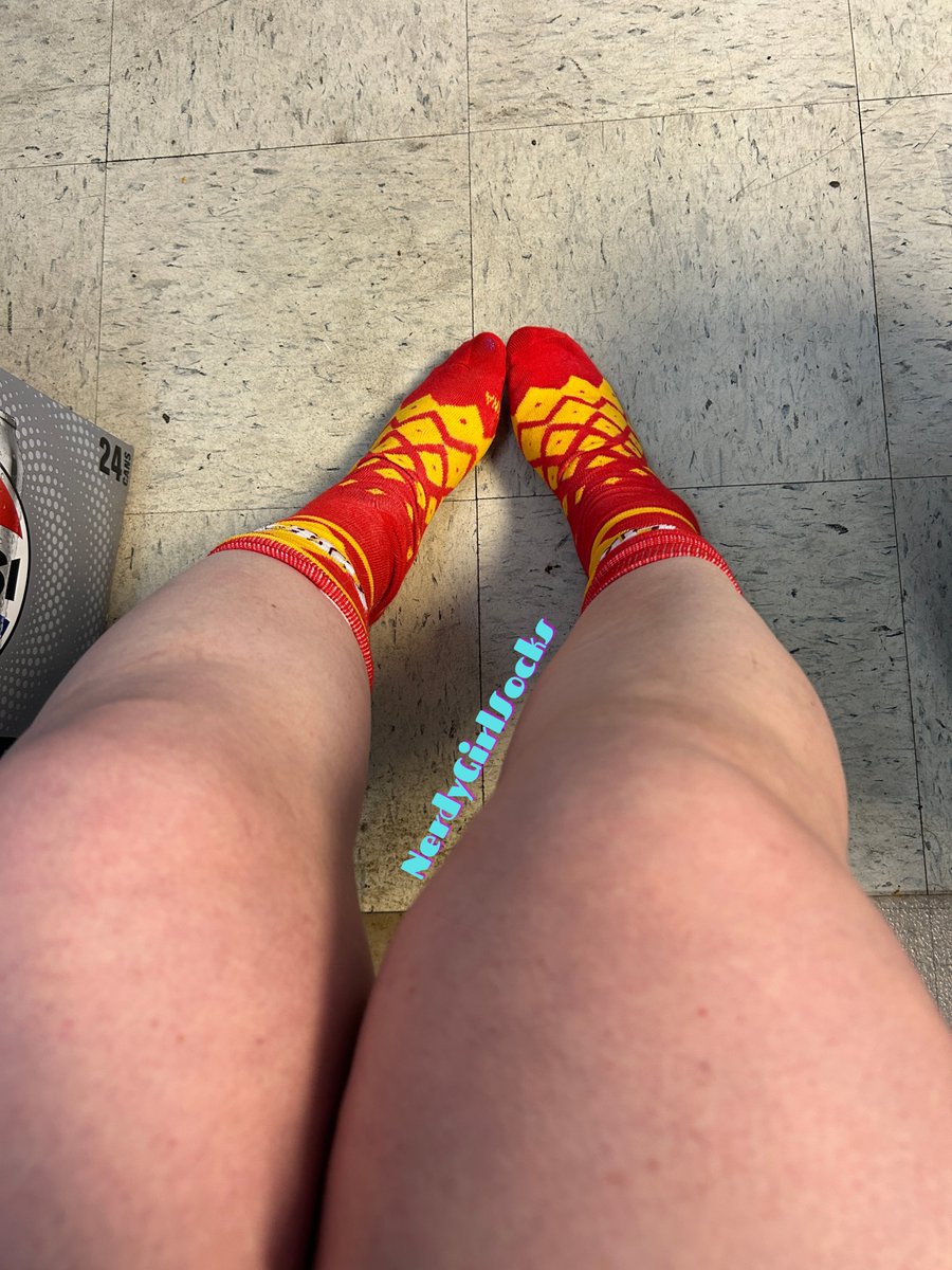 NerdyGirlSocks's tweet photo. Too late for #FootFetishFriday, but just in time for #SockSaturday! I took these sneaky pics at work yesterday of these super stinky and cheesy Cheez-It socks! Wearing them two more days before they get mailed out! 😛

#Socks #Selling #fypシ゚ #explore #cutesocks #wellworn https://t.co/iJHACWAoms