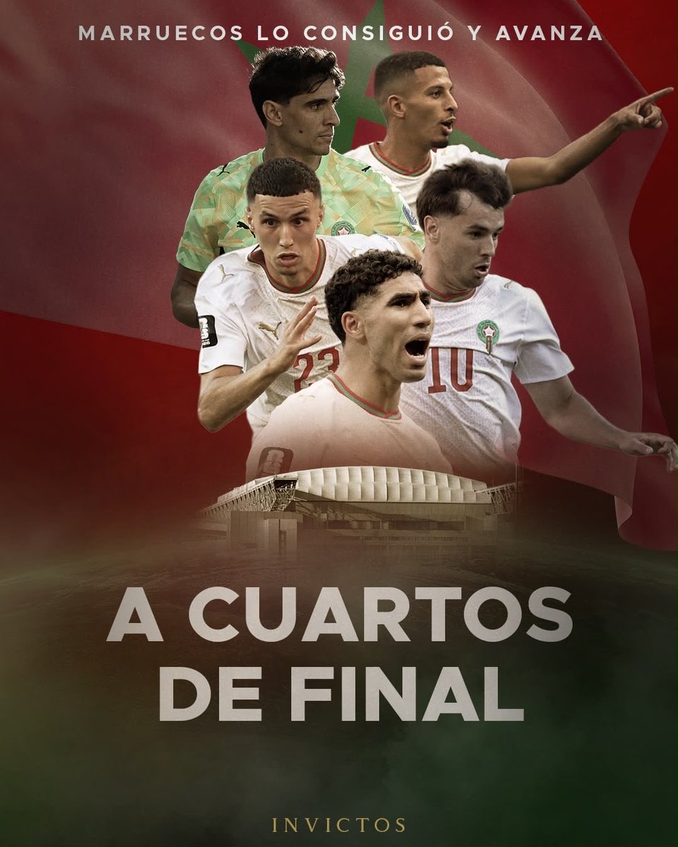 InvictosSomos's tweet photo. ¡¡ÚLTIMA HORA: MARRUECOS GOLEÓ A CANADÁ Y SE CLASIFICÓ A LOS CUARTOS DE FINAL DE LA COPA DEL MUNDO!!

Lo volvieron a hacer. Lo volvieron a lograr. Por segunda Copa del Mundo consecutiva, la Selección de Marruecos avanzó a los cuartos de final. Supieron aguantar los intentos de Canadá en la primera parte y, luego, terminaron goleando. La figura de la tarde fue Azzedine Ounahi, quien marcó un doblete. Pero también se tienen que destacar las atajadas de Bono y el manejo de contraataques de Los Leones del Atlas (clave lo de Brahim Díaz y Rahimi). 

Los marroquíes llegaron al continente americano para confirmar que lo de Qatar 2022 no fue algo aislado. En la justa mundialista pasada, semifinalistas. Ahora, otra vez aseguraron su lugar entre las 8 mejores selecciones del planeta. Y sí, van por más. 

Su rival en la siguiente ronda saldrá del duelo ente Francia y Paraguay. 

Otra actuación histórica de LA MEJOR SELECCIÓN AFRICANA DE TODOS LOS TIEMPOS.
