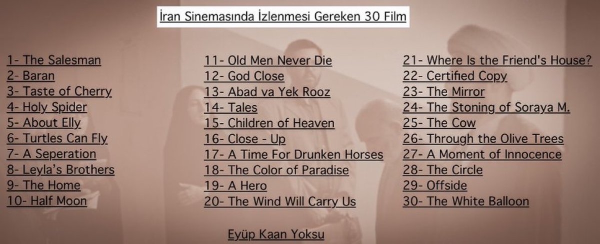 eyupkaanyoksu's tweet photo. İran sinemasında izlenmesi gereken 30 harika film 🇮🇷🎞 https://t.co/JV7Mk4dlzW