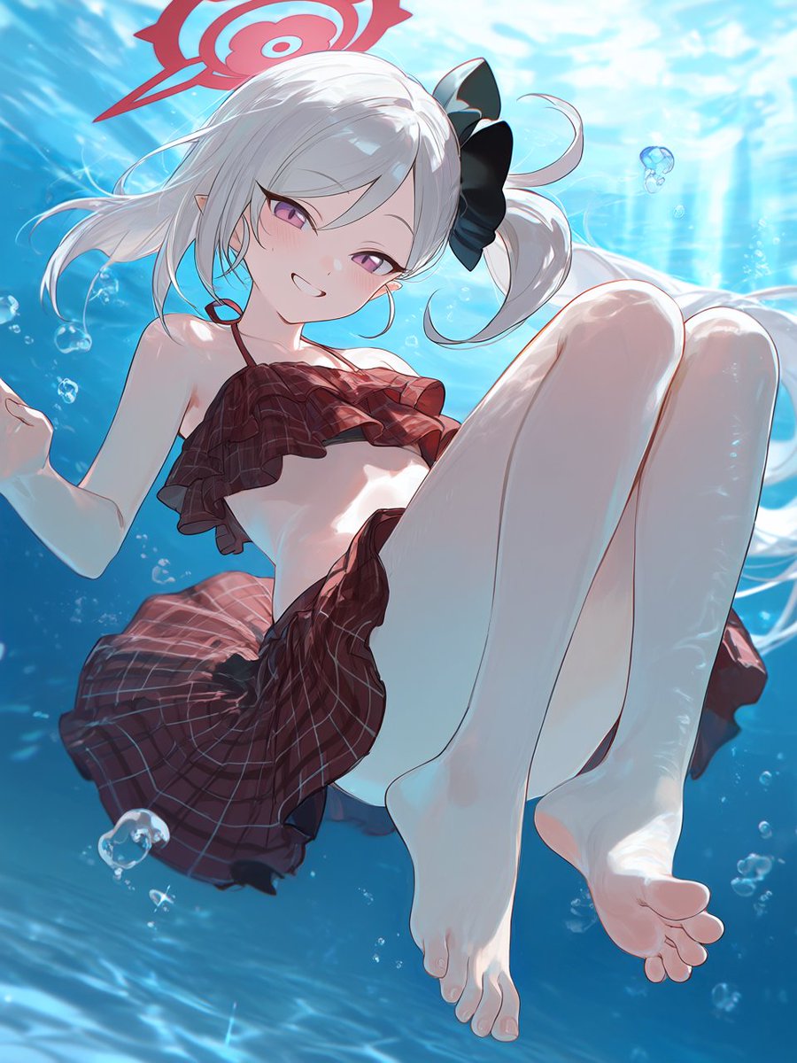 FLAI0725's tweet photo. #AIイラスト   #ブルーアーカイブ #浅黄ムツキ #裸足 https://t.co/rzIyTanE11