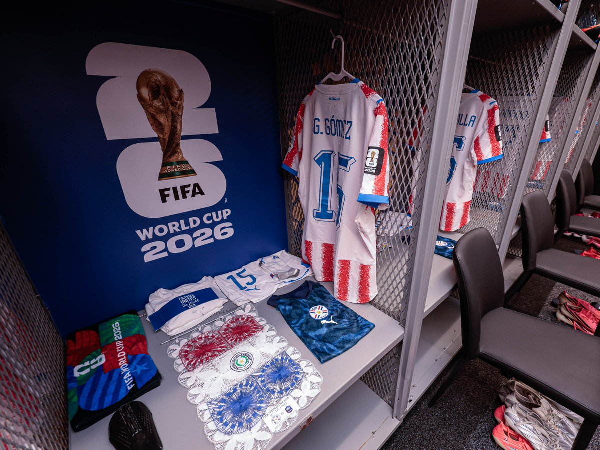 Albirroja's tweet photo. ¡Unidos, a vencer con estos colores! 

El vestuario ya está listo en el Philadelphia Stadium. ¡La #Albirroja  solo espera por sus jugadores! 

#VamosParaguay https://t.co/8SKo5SO4AO