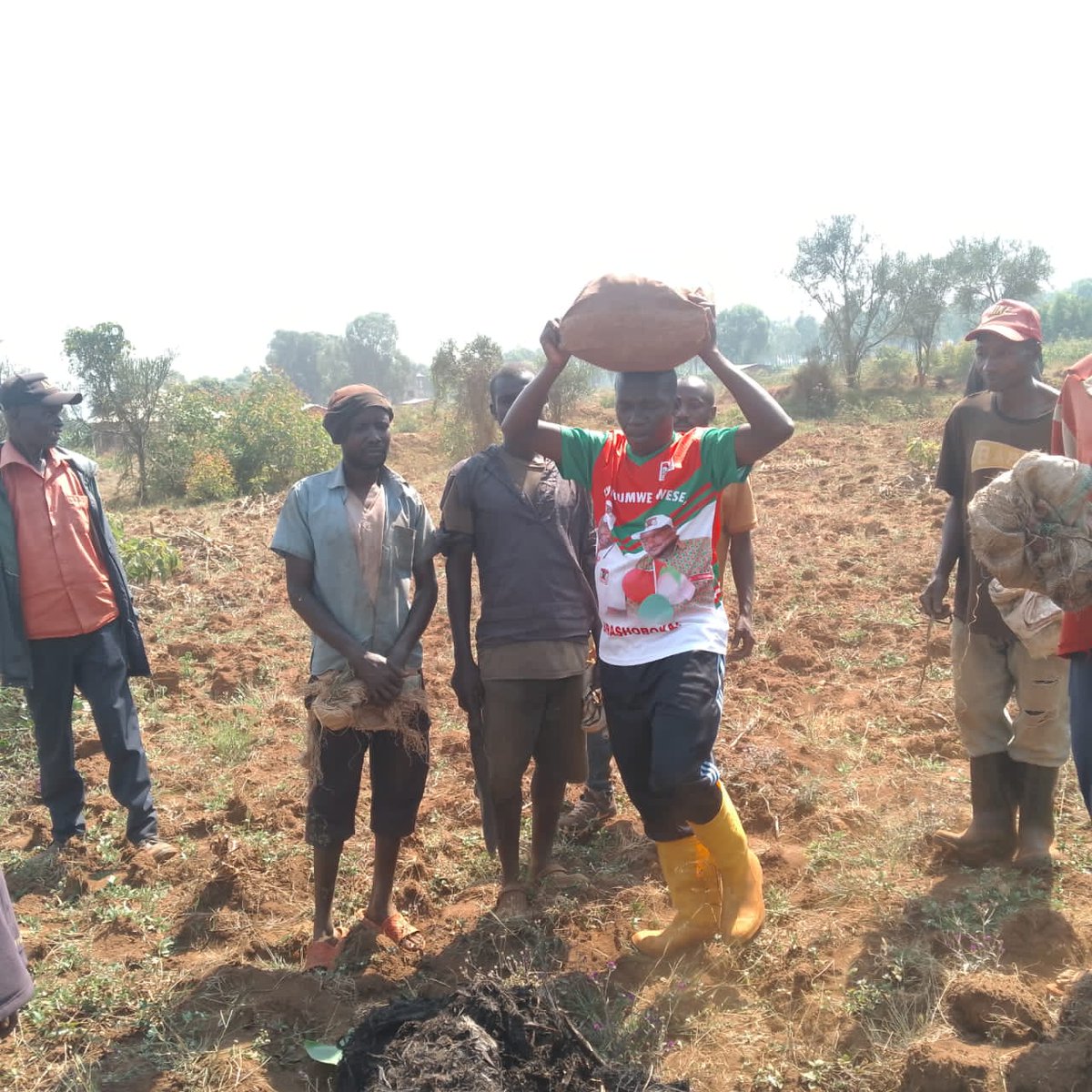 CnddFddGitega's tweet photo. #Gitega Mu gukomeza gushigikira Imbonakazoza y'Uburundi, Umunyamabanga w'Umugambwe @CnddFdd muri komine #Nyabihanga, #Déo_Niyonkuru, yazindukanye n'abagumyabanga mu bikorwa rusangi vyo gusasira no gufumbira umurima w'amavoka ku mutumba #Kamushiha, zone #Matongo. 
@CnddFdd https://t.co/0i5VCiTO2I