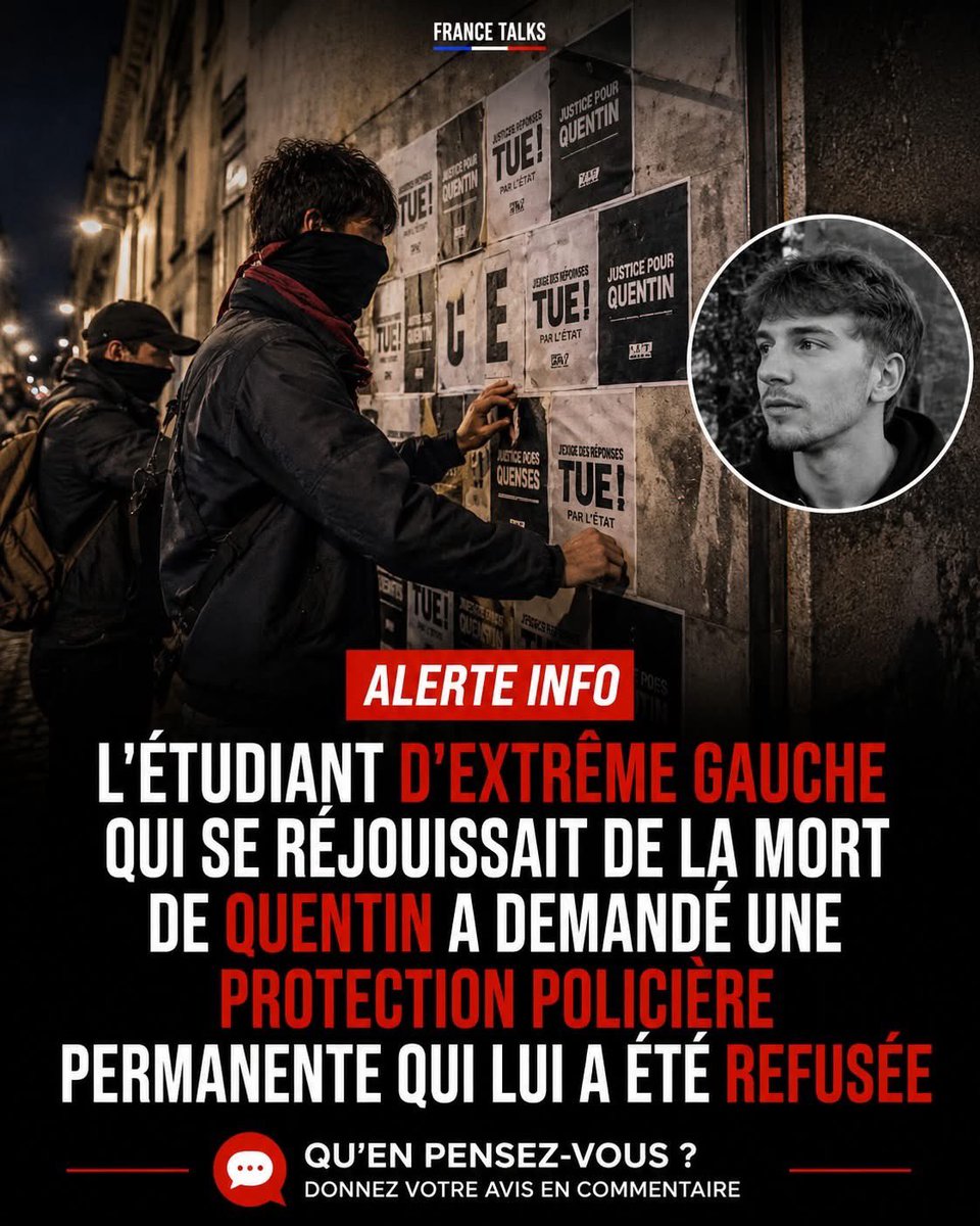 platinium230's tweet photo. Mdr eux qui disent sans cesse la police tue ,la police l’a remercié .. à sa façon!……😅😅😅🖕🖕🖕

🇫🇷👮🏻‍♂️ - Il a indiqué aux policiers que des informations personnelles le concernant avaient circulé sur les réseaux sociaux et affirmé avoir reçu des appels menaçants. L'étudiant a alors demandé la mise en place d'une protection policière permanente

#LFI #electionmunicipale #SOSRacisme #quentinderanque