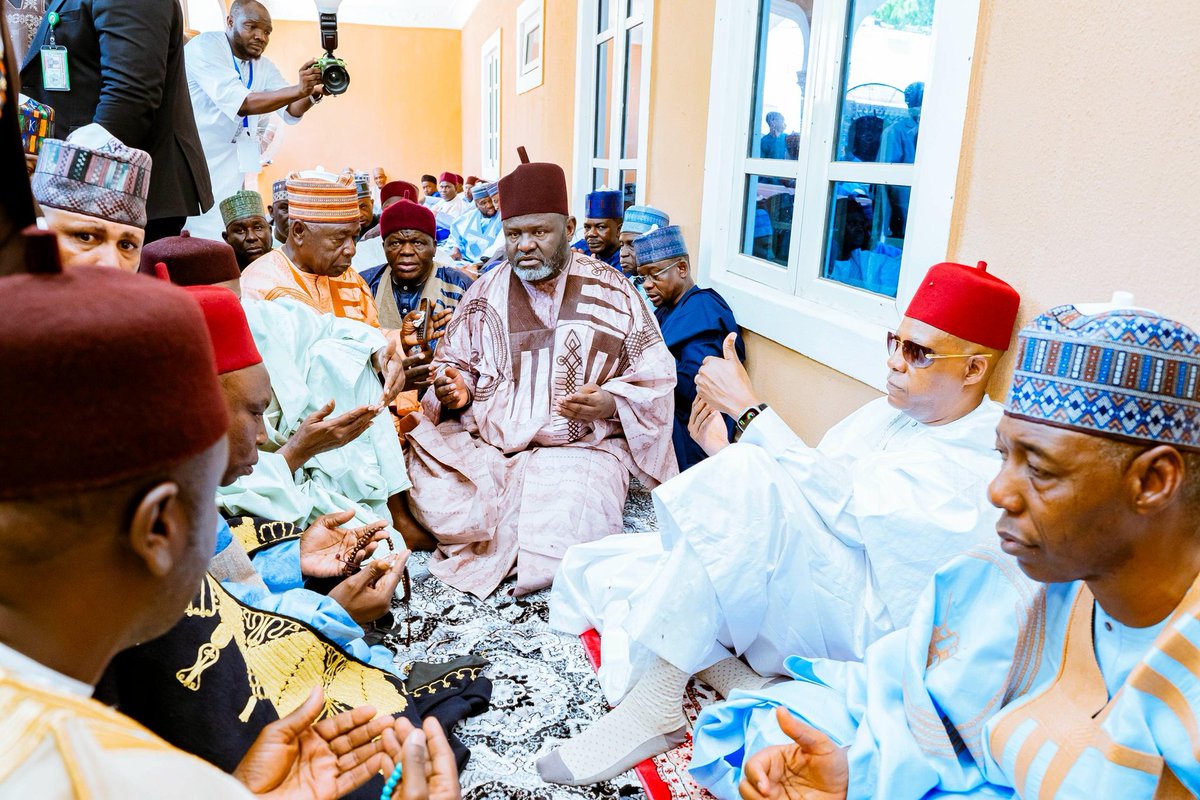 officialSKSM's tweet photo. Meanwhile, as part of his engagements in Maiduguri, the Borno State capital, on Saturday, Vice President @KashimSM also attended the wedding Fatiha of five sons of his close associate, Alhaji Ali Gujja, popularly called Empire.

He also graced the wedding Fatiha of the daughter of another of his friends, Alhaji Bala Mohammed Bukar, all within the Maiduguri metropolis.

At the wedding of one of the five sons of Alhaji Gujja, which represented the others, the Vice President stood in for the father of the bride, Hauwa, while Borno State Governor @ProfZulum, stood in for the father of the groom, Aliyu.