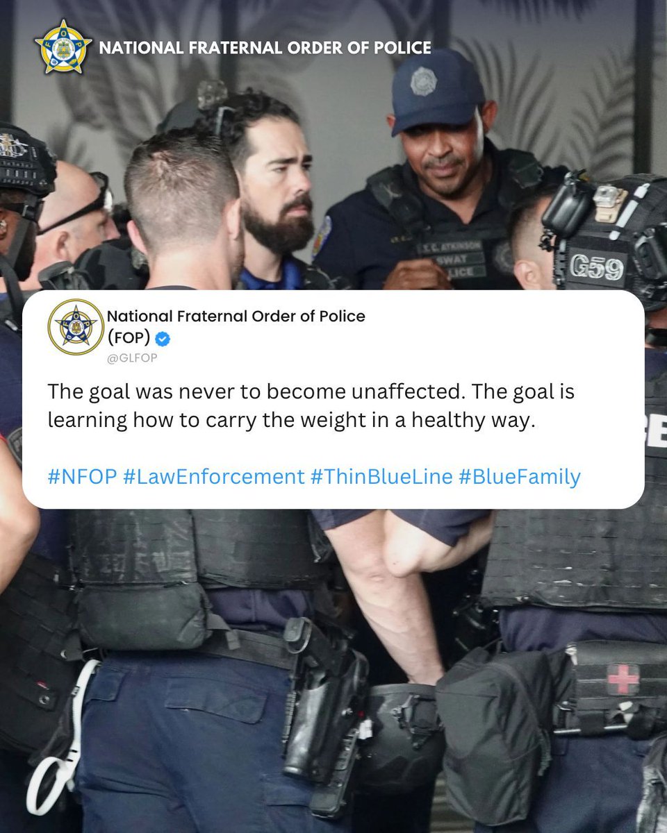 GLFOP's tweet photo. It's okay if the job affects you. It means you're human.

#OfficerWellness #LawEnforcement #FOP #MentalHealthMatters #PoliceLife https://t.co/iH8XYJ47Nw
