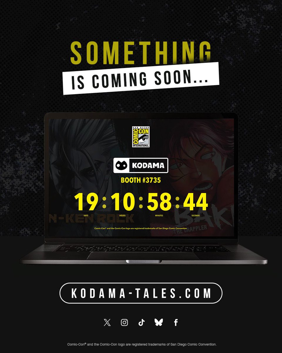 KodamaTales's tweet photo. Our countdown for our next big event is up!

The Kodama team will be live soon from San Diego Comic-Con! We have some very exciting surprises prepared. Please look forward to them!

We’ll be at Booth #3735!

🔗 https://t.co/N3PLJ4VxIj https://t.co/R5GoPCMm2X