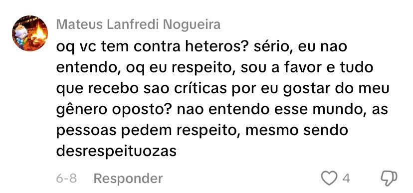 atenadesgracada's tweet photo. a galera do tiktok realmente acha que hétero sofre preconceito pqp https://t.co/y7QohgOPcU