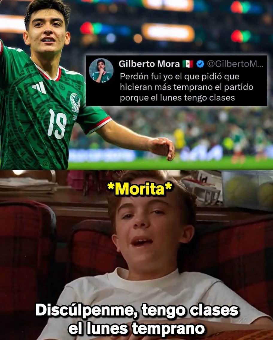 elduuuui's tweet photo. Después de que todo el día de ayee estuvieran cambiando la hora del partido México vs Inglaterra…
¡Ya salió el verdadero culpable!

“Perdón, fui yo el que pidió que lo hicieran más temprano… porque el lunes tengo clases.”
— Gilberto Mora 🔥 https://t.co/Ov7DPOS0pV