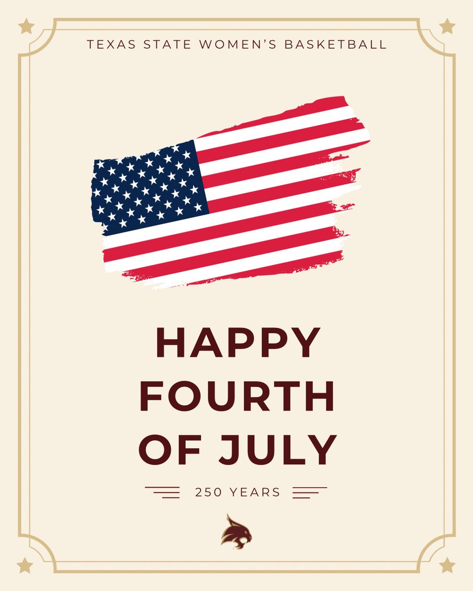 TXStateWBB's tweet photo. Happy 4th of July to our Bobcat family! 😸🇺🇸
#EatEmUp https://t.co/Iqa6RZgTkk