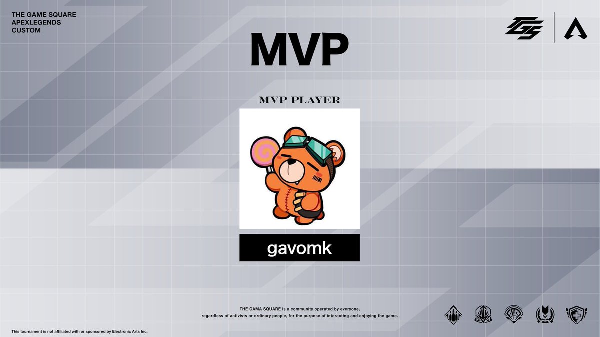 TGS_TW01's tweet photo. TGS APEX LEGENDS CUSTOM
優勝は【TEAM3】！！

そしてMVPは【gavomk】さん！！

また？位の特別賞は11位の【TEAM14】となりました！！

ご参加いただいたすべて皆様のおかげで白熱した最高の大会となりました。
本当にありがとうございました。
#APEXLEGENDS https://t.co/fvNGePQKwf