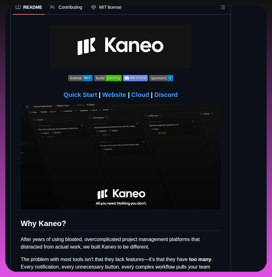 tom_doerr's tweet photo. Manages projects with self-hosted open-source Kanban boards

https://t.co/D1fNftBbuu https://t.co/lpjgX7HSpJ