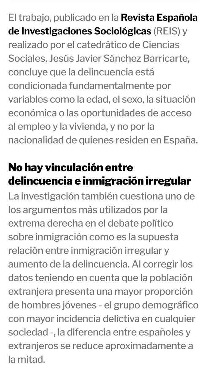 ferna1_diez's tweet photo. Fuera bulos: un estudio de la Carlos III desmonta la relación entre inmigración y criminalidad en España

La inmigración irregular no incrementó la delincuencia https://t.co/cwSr3613OL
