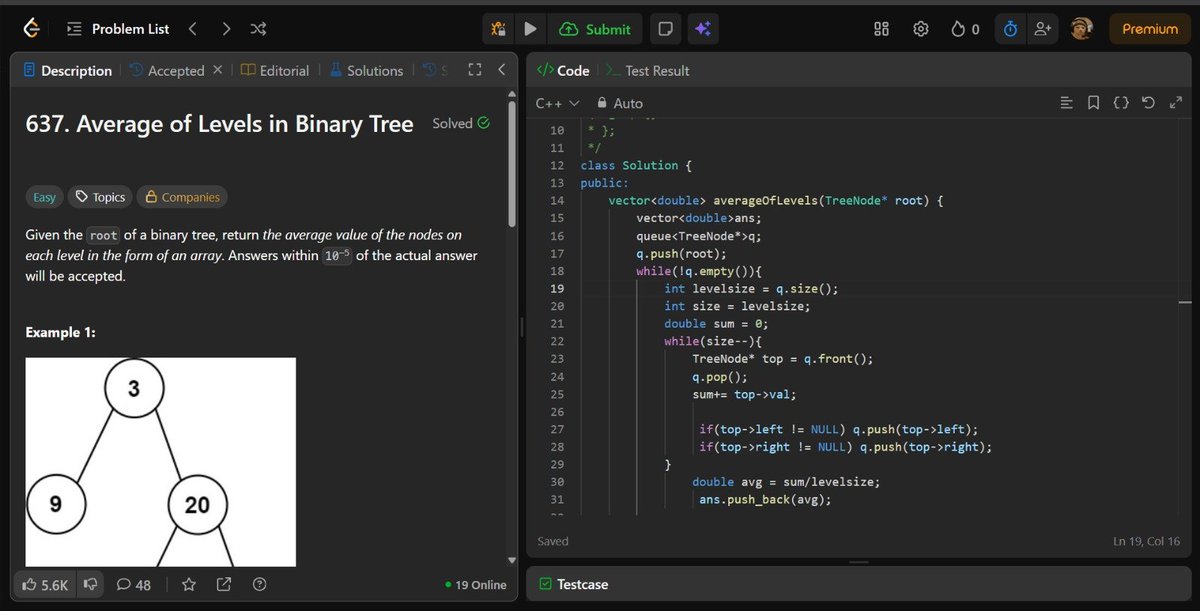 AkashMourya64's tweet photo. Day 12 of DSA
Leetcode 637 Average of Levels in Binary Tree
Leetcode 103 Binary Tree Zigzag Level Order Transversal
Leetcode 107 Binary Tree Level Order 2
Leetcode 102 Binary Tree Level Traversal
#Dsa #codeforces #Atcoder #coding #learning https://t.co/g1pWlpWXJf