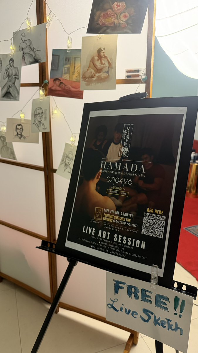 Hamadasspa's tweet photo. π¨ The creativity begins now!
Our Live Art Session is officially underway at Hamada Massage & Wellness Spa. Watch talented RM202 artists bring art to life through live figure drawing and painting while enjoying a relaxing and inspiring atmosphere.
#HamadaSpa https://t.co/10eiceAWtJ