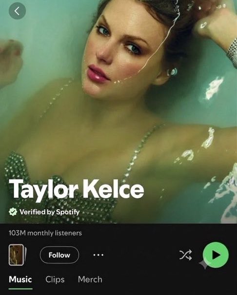 Velreto's tweet photo. 🚨 Taylor Swift changes her Spotify name to Taylor Kelce. https://t.co/mq1GVBGFza