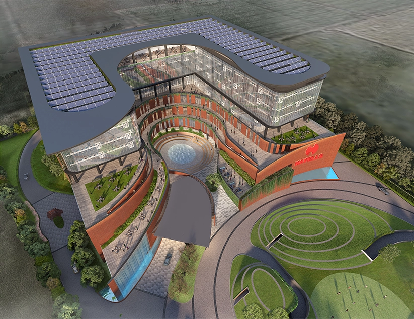 NoidaUpdatesX's tweet photo. Havells India new R&amp;D center campus Noida renders. Built up approx. 1 million sq ft - Construction already started https://t.co/QrhGseVYDU