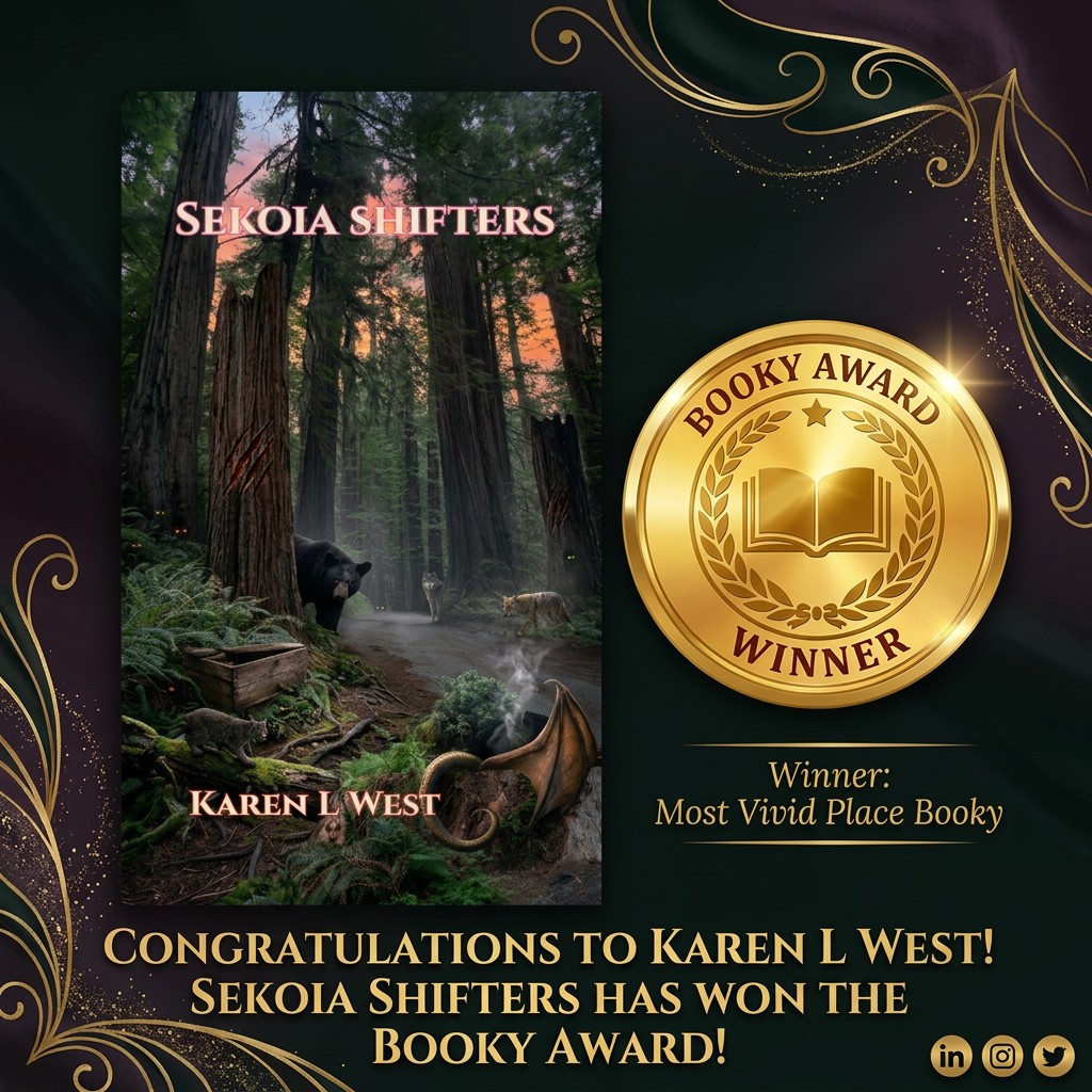 booksbyklw's tweet photo. I’m excited to share that "Sekoia Shifters"has earned a Booky Award for “Most Vivid Place” and an AACI Award for Best Fiction-Literary. Visit Sekoia today on Kindle Unlimited, Kindle, or audiobook, and watch for Book 2: "The Redwoods Remember". https://t.co/Uy4fBsc7XA