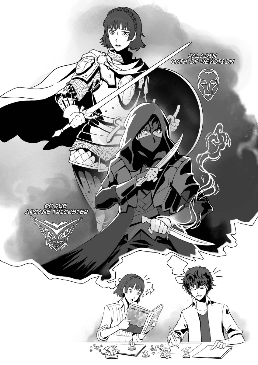 Lekebitaine's tweet photo. Expanding Horizons~ 

Ren and Makoto discovering TTRPGs and making their characters :D. 

#shumako #dnd #p5r #persona5 #MakotoNijima #RenAmamiya https://t.co/YT9AHY5jDR
