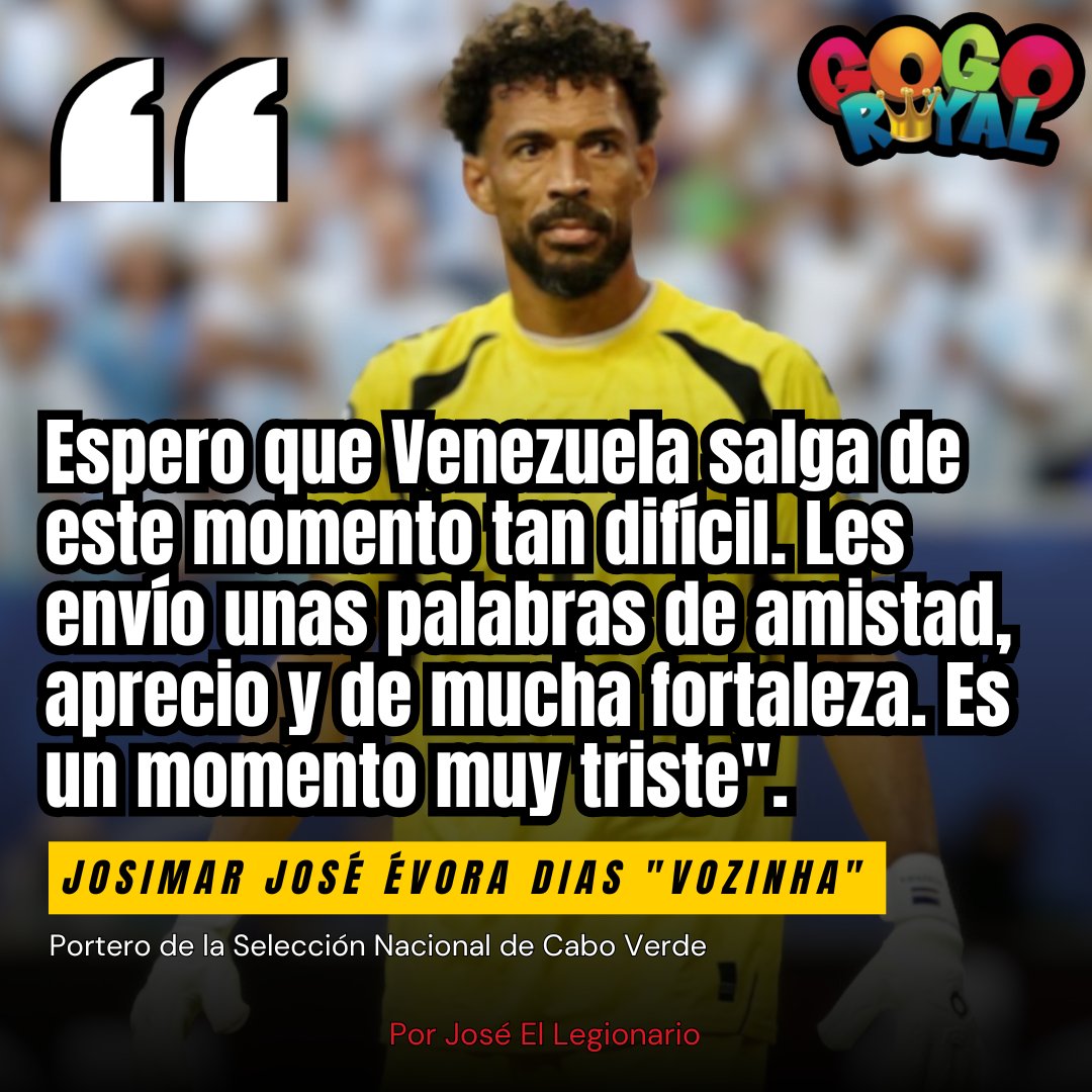 Soylegionario's tweet photo. Vozinha: "Espero que Venezuela salga de este momento tan difícil. Les envío unas palabras de amistad, aprecio y de mucha fortaleza. Es un momento muy triste". ⚽️🇻🇪🙏🏼

Palabras del portero caboverdiano en entrevista que le hizo @Tonycarrascoc

Presentado por @gogoroyalve https://t.co/Ak7n9Nki5n