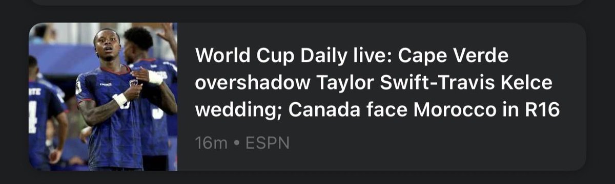 MattASanders's tweet photo. The alleged “Worldwide Leader in Sports” has this on its app homepage. That organization should be ashamed of itself. Cape Verde deserve so much better than this. https://t.co/MlPxI7nOWO