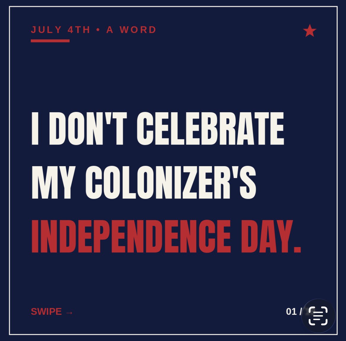 teolol's tweet photo. I DON’T CELEBRATE COLONIZER’S INDEPENDENCE DAY.

Freedom is land back. 
Freedom is Borikén libre. 
Freedom is no human being illegal on stolen land. 
Freedom is our children knowing their names, languages &amp; medicine.

Until ALL of are free, 
none of us are free.
#usa🇺🇸 #4thofjuly https://t.co/16KOeGv0Lk