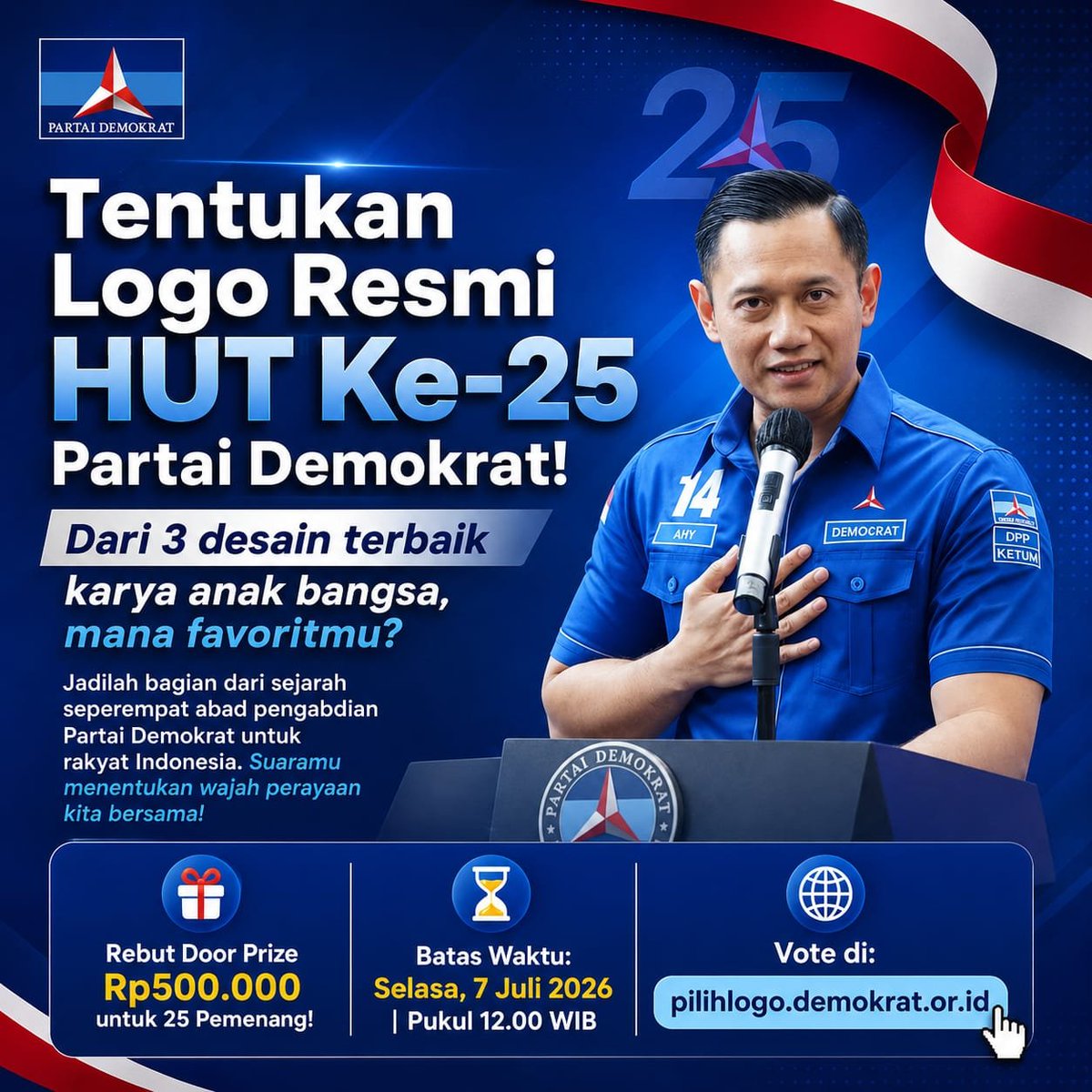 MihaqS24593's tweet photo. Mari menjadi bagian sejarah dengan ikut pemilihan Logo HUT Demokrat yuk kawan suarakan pilihan mu. Klik link dibawah ini yaa 
#PDBarengAHY https://t.co/uQBXNCBlaH