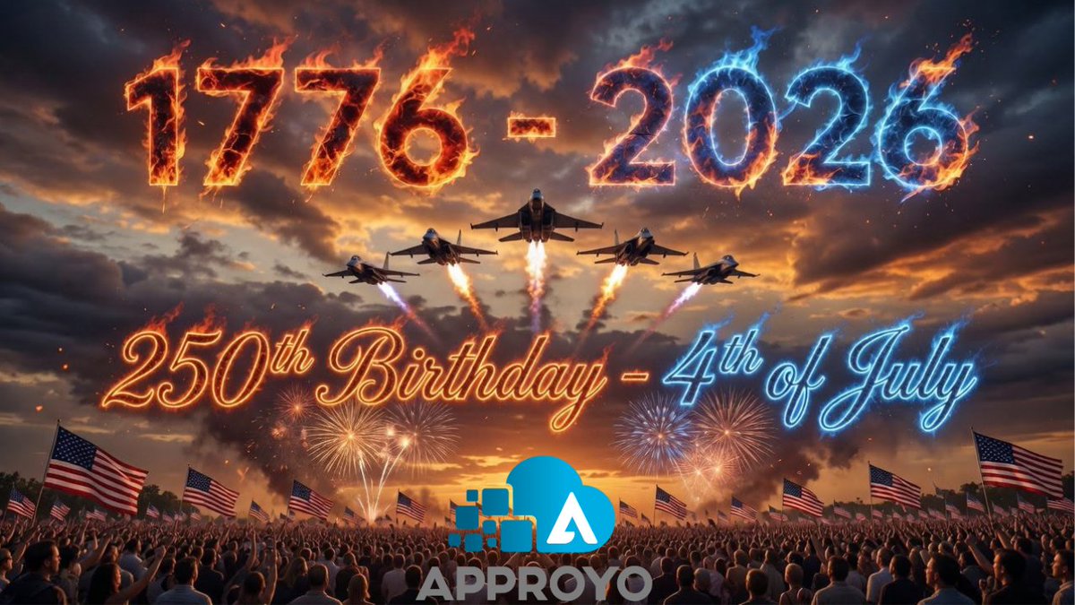 Approyo's tweet photo. Happy Independence Day from Approyo!

As America celebrates 250 years of innovation, resilience, and progress, we're proud to help organizations transform, adapt, and grow through SAP and cloud solutions.

Wishing everyone a safe and joyful 4th of July! 🎆

#America250 https://t.co/M7FWLeuLkY