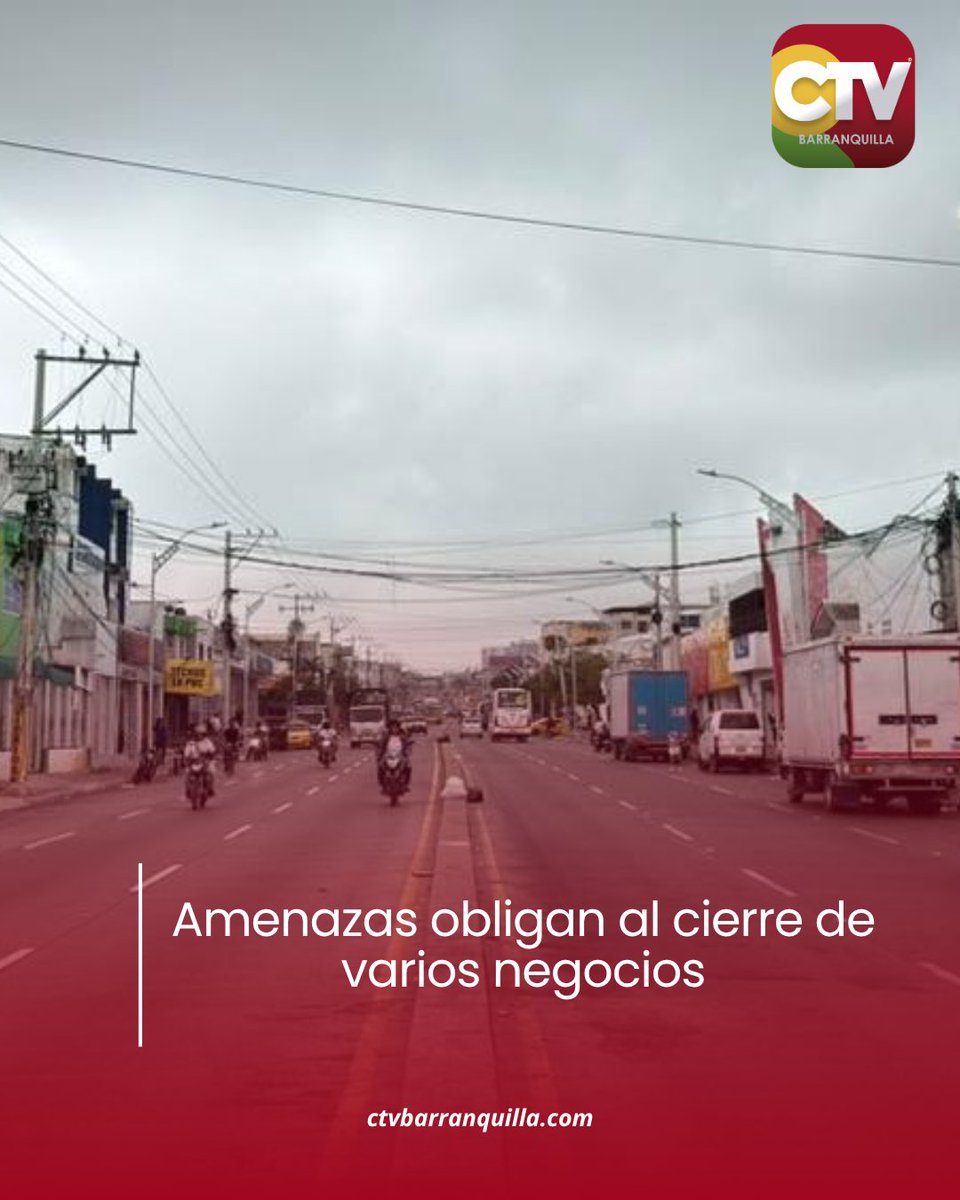 ctvbarranquilla's tweet photo. 🚨 Por temor a amenazas, varios negocios amanecieron cerrados

El miedo se apoderó de comerciantes de Barranquilla y Soledad. Algunos establecimientos no abrieron sus puertas tras recibir presuntas amenazas de delincuentes, mientras las autoridades reforzaron la presencia policial e iniciaron investigaciones.
