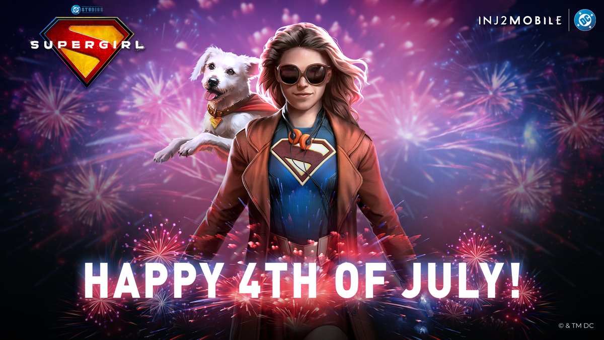 Injustice2Go's tweet photo. 🎆 Suit up as DCU Supergirl this #July4th and take flight in #INJ2Mobile! 

#Supergirl is NOW PLAYING only in theaters https://t.co/GE8IamYnBs