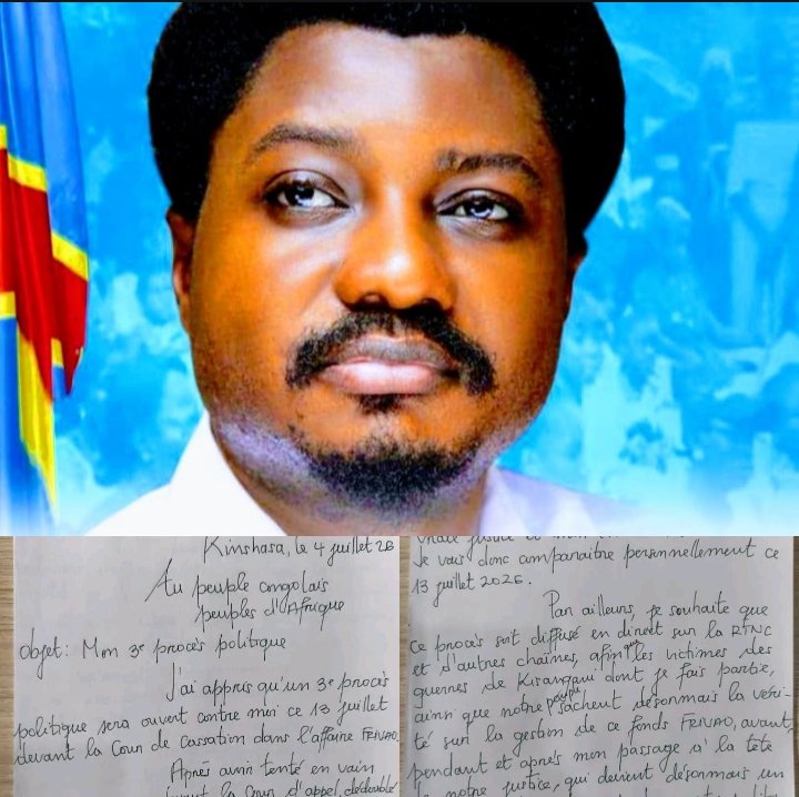 fred_mulumba3's tweet photo. Kinshasa – L’ancien ministre de la Justice, Constant Mutamba, a confirmé sa comparution devant la Cour de cassation le 13 juillet prochain dans le cadre de la procédure judiciaire engagée à son encontre.

Dans une déclaration rendue publique, il a demandé que les audiences soient retransmises en direct sur la RTNC ainsi que sur d’autres chaînes de télévision afin de garantir la transparence du procès.

Constant Mutamba qualifie cette affaire de « procès politique » et affirme vouloir que l’opinion publique puisse suivre l’intégralité des débats judiciaires.