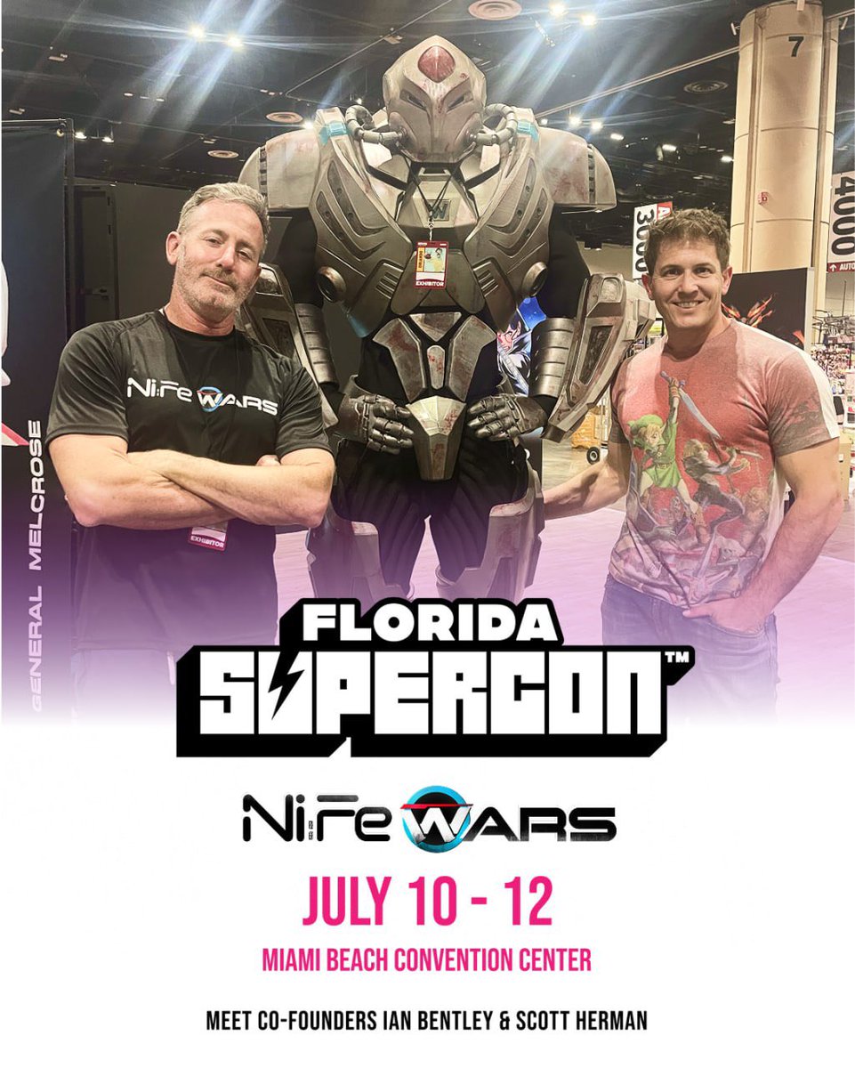 NiFeWARS's tweet photo. Florida Supercon is less than a week away, and of course NiFe WARS will be there!

If you're in South Florida, come find us. 🫡

Co-founders @ianbentley and @Scott_Herman will be ripping, signing, and claiming blind bag comics, among other highly exclusive merch! https://t.co/oOumCRSHyg