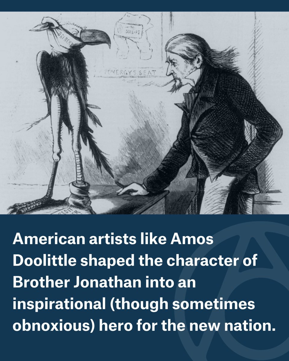 atlasobscura's tweet photo. 🇺🇸 Happy Fourth of July — a holiday that belongs, officially, to Uncle Sam. But pour one out today for his scrappier predecessor: Brother Jonathan.

A brash, crude, cunning everyman, Brother Jonathan emerged after the Revolutionary War as the young nation's scrappy self-portrait. He showed up in political cartoons pouring bad drinks down Britain's throat, outwitting aristocrats, and generally embodying the chip-on-the-shoulder energy of a brand new nation. 

Learn more: https://t.co/fIcewJUwny