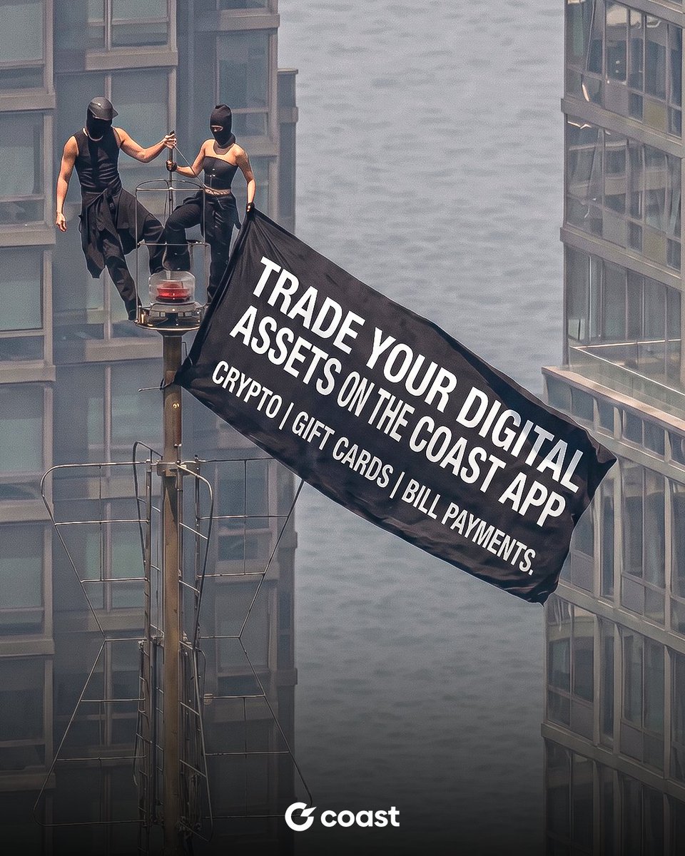 Itscoastng's tweet photo. We didn't climb all the way up here for you to scroll past. 📢
Trade your crypto. Sell your gift cards. Pay your bills.
Do it all on the Coast app and thank us later. 💙
#usecoast #tradedigitalassets #bitcointrading #tradegiftcards https://t.co/94qSMn0WCg