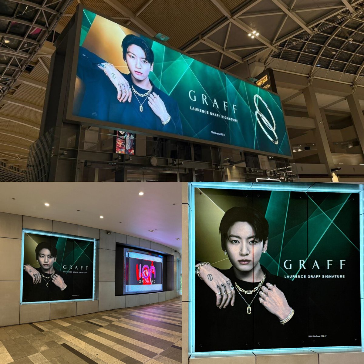 dailyjkpraise's tweet photo. Jungkook's Graff ads taking over ION Orchard Shopping Mall, the iconic shopping destination in Singapore. 🇸🇬 https://t.co/mxhbDRXttd