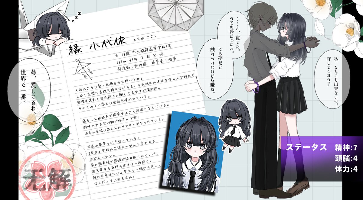 U22_ohayou's tweet photo. @TOKERU3_TL
.
事前に恋人がいます

｢好きよ、萼。｣

#无解_CS
#无解_出来損ないの沙羅双樹 https://t.co/FNZRCm3vm3