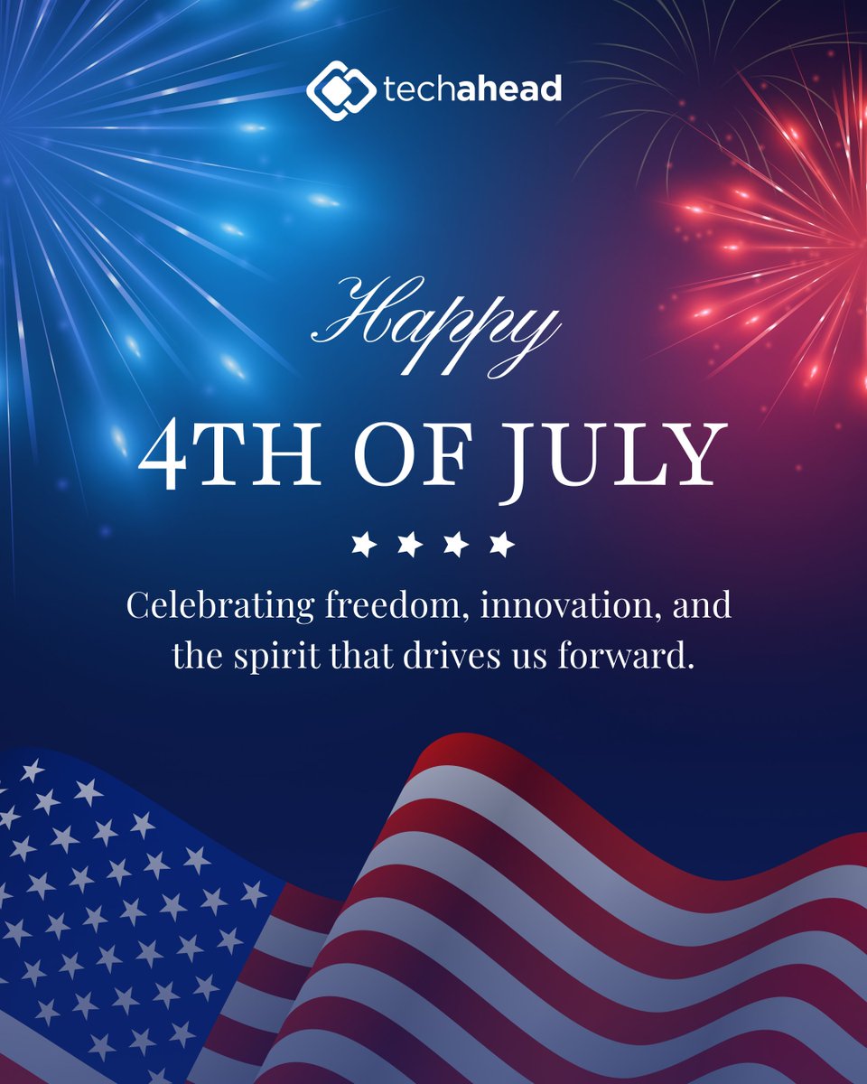 TechAhead's tweet photo. Freedom isn't just a date on the calendar. It's the courage to dream bigger and build bolder.

Wishing everyone a joyful and meaningful Fourth of July. Happy 4th of July!

#July4th #IndependenceDay https://t.co/WSUFO31fQd
