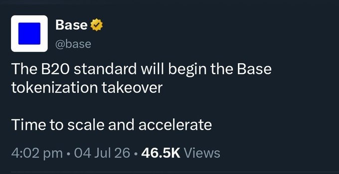 NftProfesoru's tweet photo. 👀 Is $BASE preparing for something bigger? 🔵

While there's still no official announcement about a $BASE token or airdrop, one thing is clear:

The @base  ecosystem keeps shipping.

The introduction of the B2O Standard is another step toward making tokenization on Base more scalable and developer-friendly.

Why it matters:

🔹 Better interoperability
🔹 Faster scalability
🔹 Easier development
🔹 Stronger ecosystem growth
🔹 More onchain innovation

The next wave of tokenization won't be driven by hype alone it will be built on better infrastructure.
If a future $BASE token or ecosystem rewards ever arrive, the builders, creators, and active users are the ones most likely to have made the most of the opportunity.

Don't chase rumors.
Build. Learn. Stay active.

The Base ecosystem is still early. 🔵🚀

@baseposting @baseapp 
#Base #BuildOnBase #Onchain #Web3 #Crypt