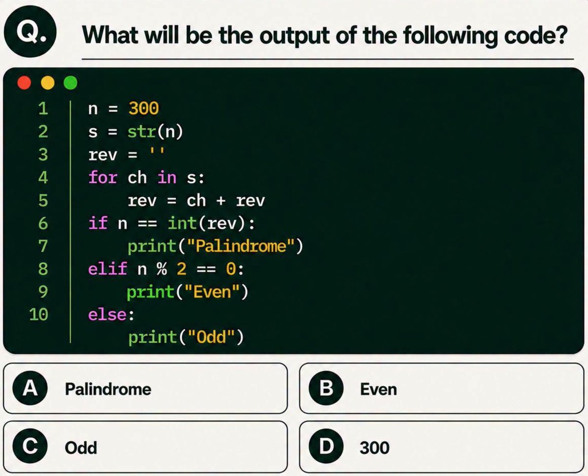 ThePythonDailyz's tweet photo. Only true programmers will get this right ๐ป
#CodeChallenge #ProgrammingQuiz #Python https://t.co/j4LbQ5jzFv