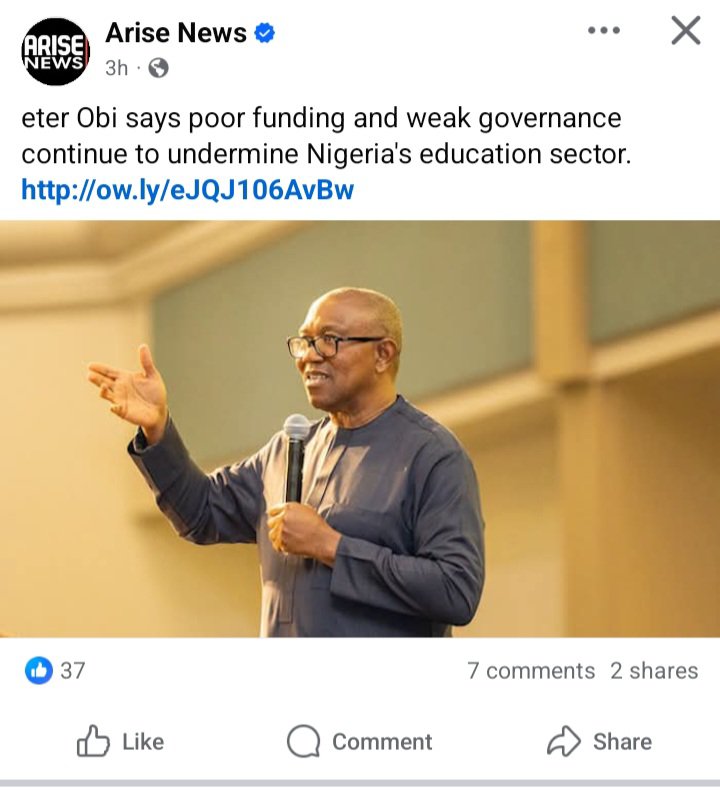 ManOfGodNo1's tweet photo. Arise News can't wait. Eter Obi

"Poor funding and weak governance "l https://t.co/MNNvJZA5T0