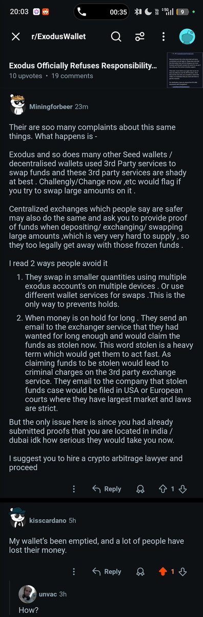 ASP4980's tweet photo. Reddit confirms: ChangeNOW flags large swaps + "stolen case in USA/Europe" makes them act.

@ChangeNOW_io KYC done 625 days ago. 

06 July 2026 = Return 29,489.6 USDT
07 July = FIR India + MOSSOS Spain

625 days = Illegal IPC 403. https://t.co/s9uhAINu3k