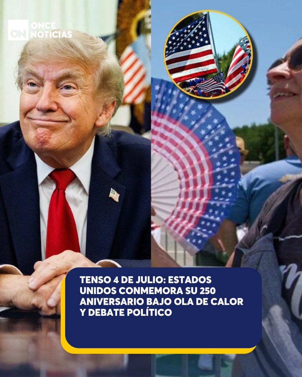 11_Noticias's tweet photo. 🗣️"El 4 de julio voy a ir y voy a pronunciar un discurso muy largo, solo para demostrar que puedo hacer cualquier cosa", expresó Donald Trump, presidente estadounidense. 👉 https://t.co/AiGUaxL0S5

#EstadosUnidos #Julio4 #OlaCalor https://t.co/bu4BZeiyUG
